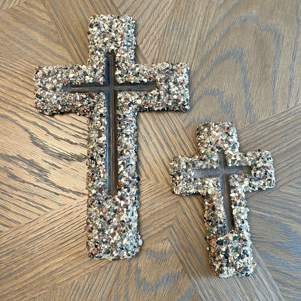 PEBBLE Rock Gravel set of 2 Handmade Crosses